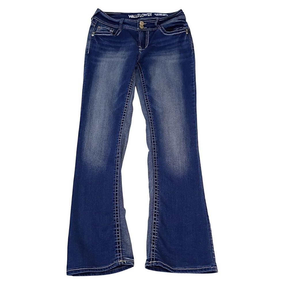WallFlower Luscious Curvy Fit Bootcut Jeans Indigo Blue Size 7 Reg WBM09485B